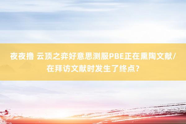 夜夜撸 云顶之弈好意思测服PBE正在熏陶文献/在拜访文献时发生了终点？