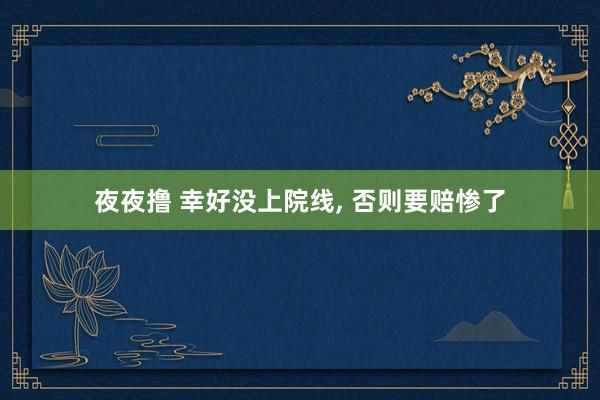 夜夜撸 幸好没上院线， 否则要赔惨了