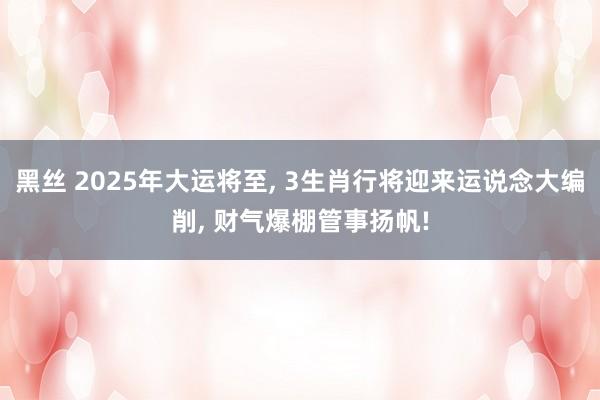黑丝 2025年大运将至， 3生肖行将迎来运说念大编削， 财气爆棚管事扬帆!